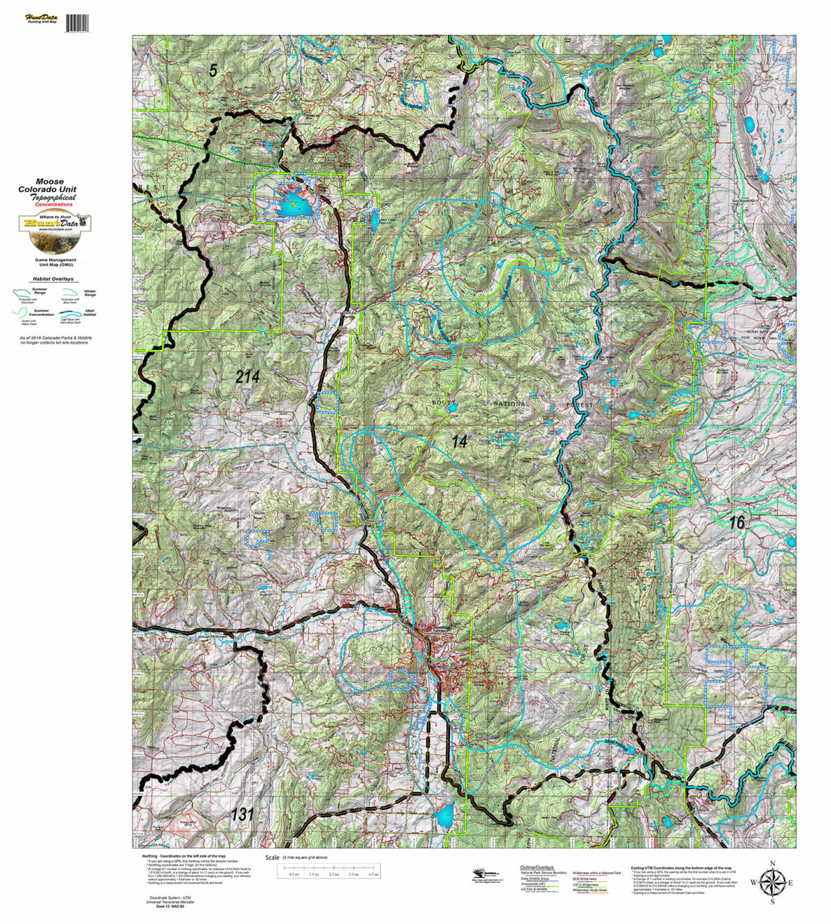 CO Moose Topographical Unit Map - Hunt Data